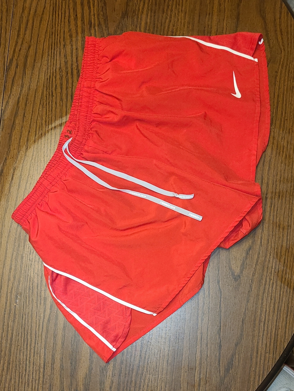 Nike Red Athletic Running Shorts with White Trim